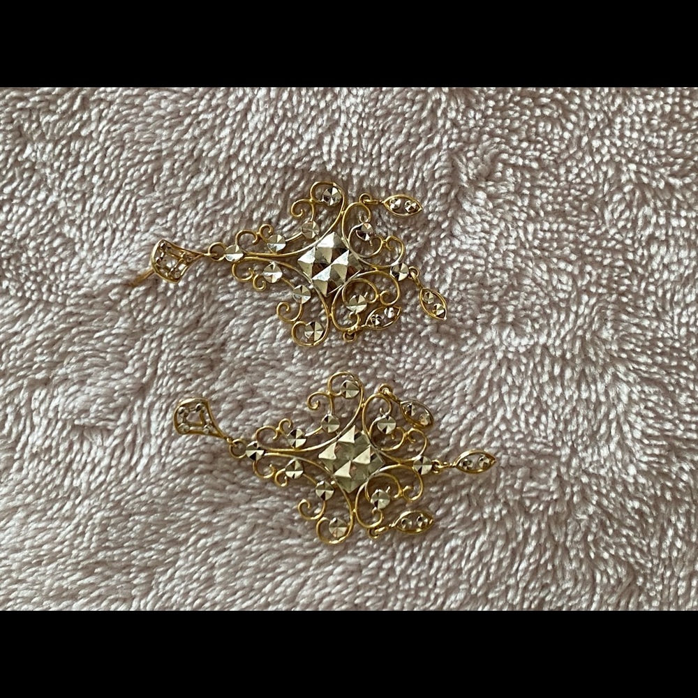 two toned chandelier earrings